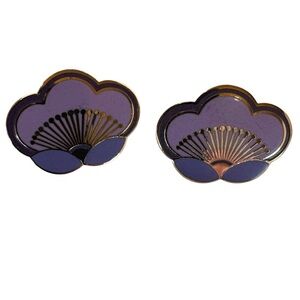 LAUREL BURCH Vintage Earrings Plum Blossom Lavender Gold Enamel Post EUC
